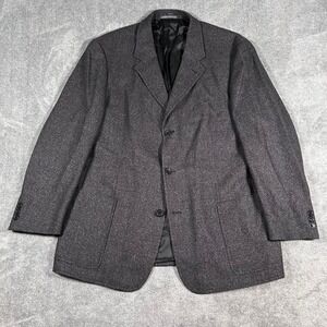 Bachrach Wool Blazer Sport Coa Charcoal Mens 47R Grey 3 Button Made in Slovenia